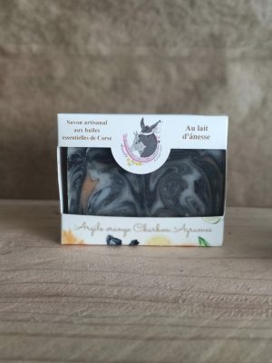 Savon au lait d'ânesse argile orange charbon agrumes