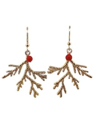Bijou : Boucles d'oreilles branches de Corail Ghju