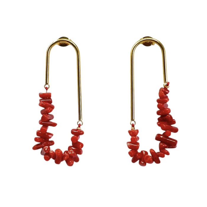 Bijou : Boucles d'Oreilles en chips de Corail Gina