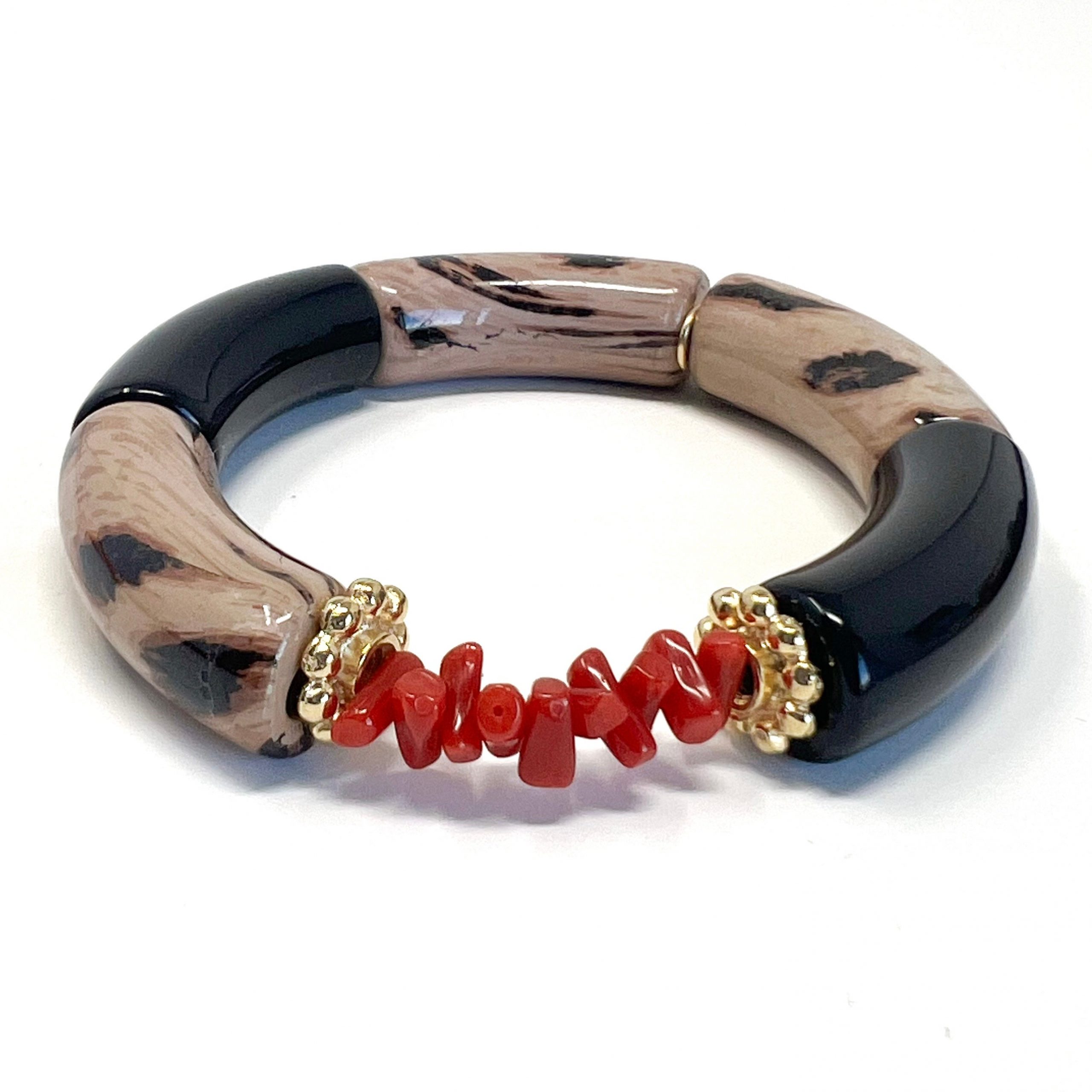 Bracelet Goa Léopard – Corail rouge de Méditerranée