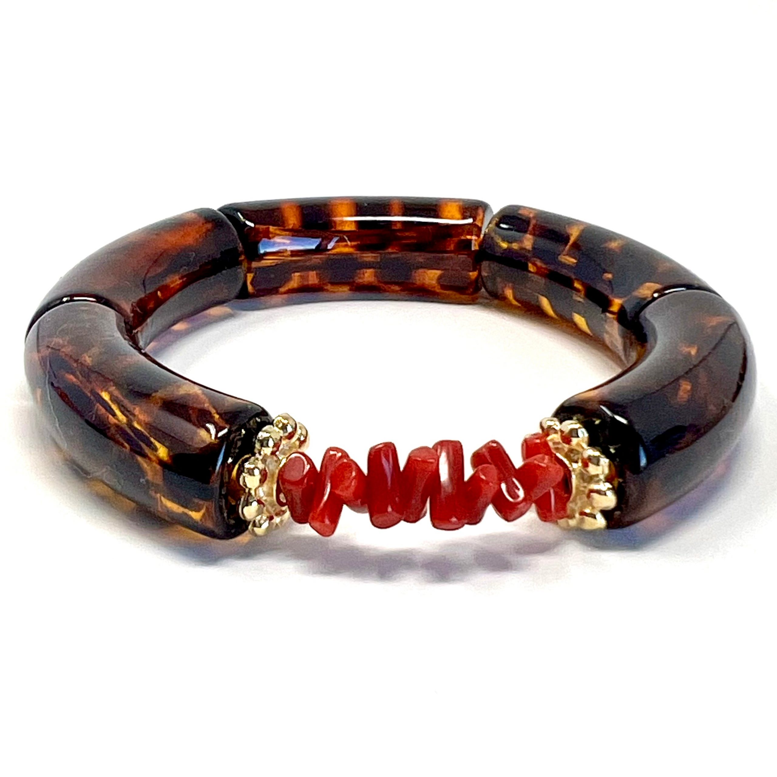 Bracelet Goa Léopard – Corail rouge de Méditerranée