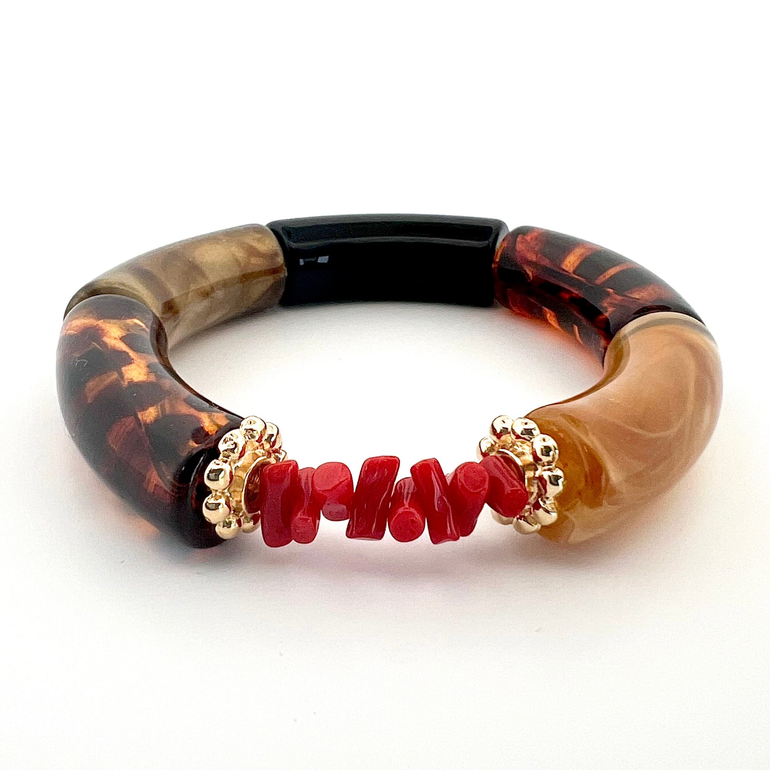Bracelet Goa Léopard – Corail rouge de Méditerranée
