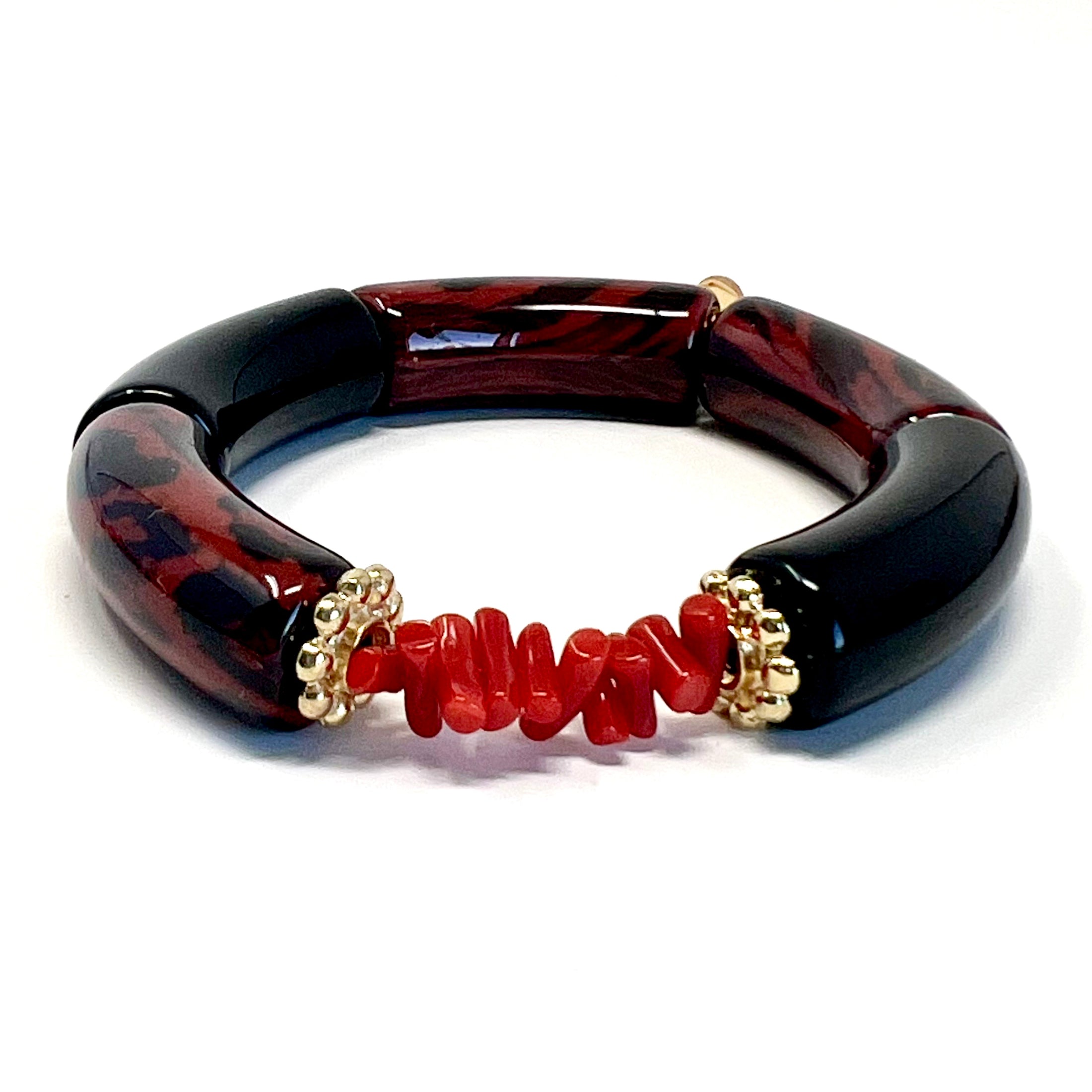 Bracelet Goa Léopard – Corail rouge de Méditerranée
