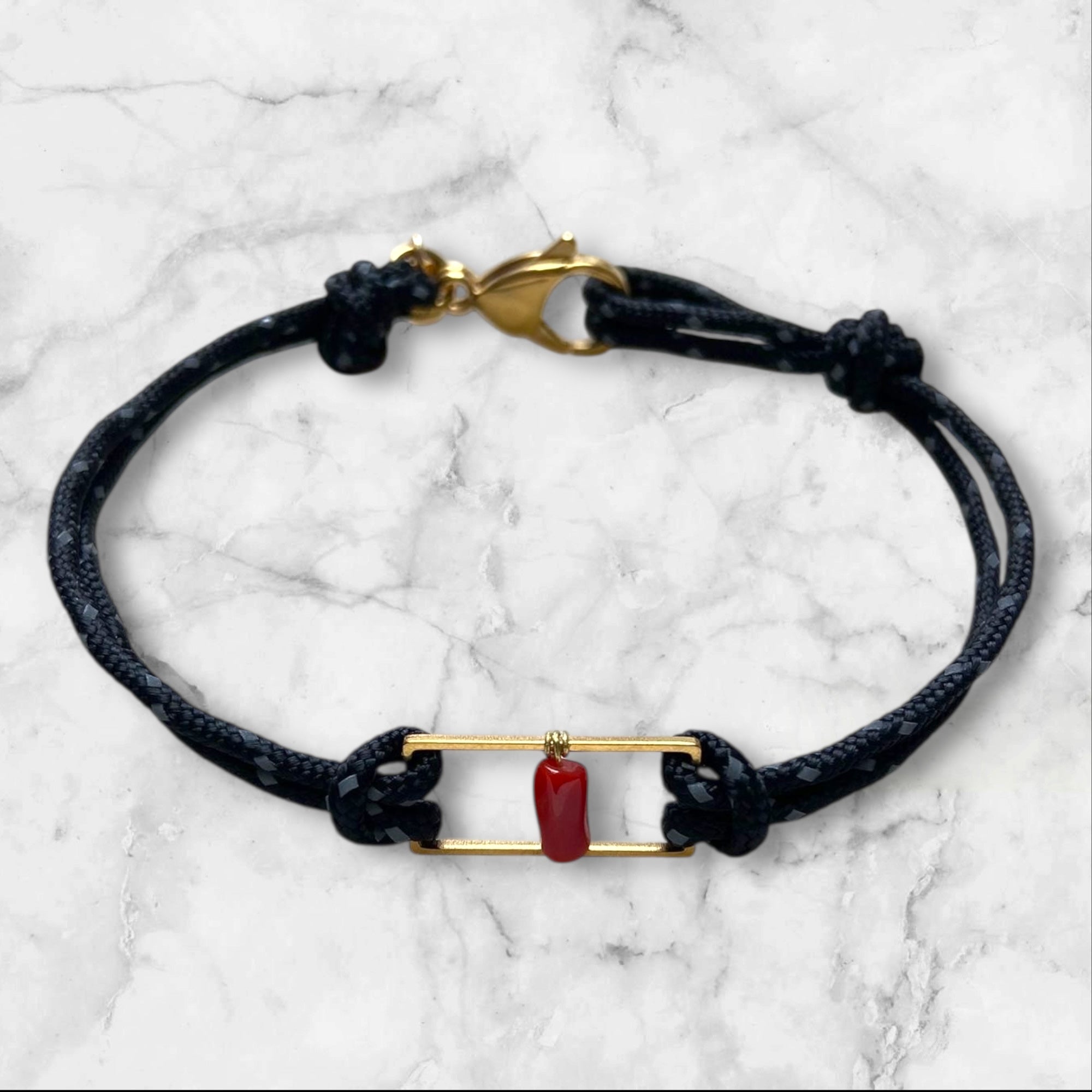 Bracelet Vito – Paracorde & Corail rouge | noir