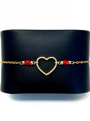 Bracelet Love en Corail rouge de Méditerranée – acier inoxydable | Coralivia