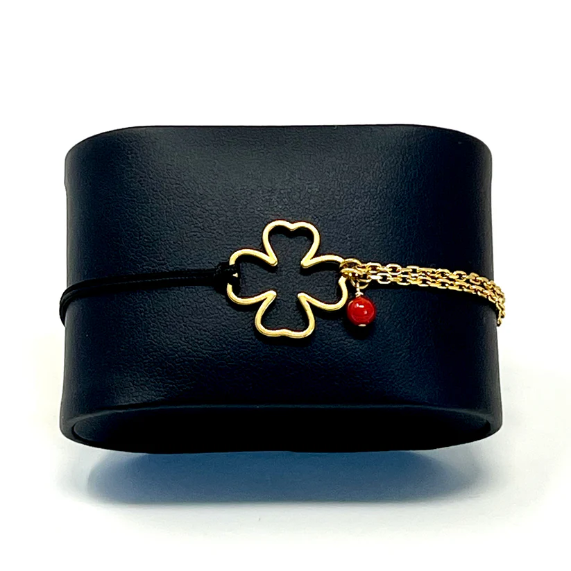 Bracelet Chance — en acier inoxydable et perle de Corail rouge de Méditerranée | Coralivia