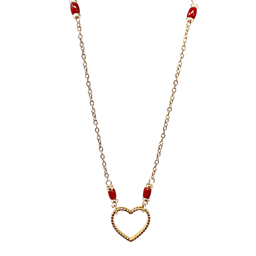 Collier Love en Corail rouge de Méditerranée – acier inoxydable | Coralivia